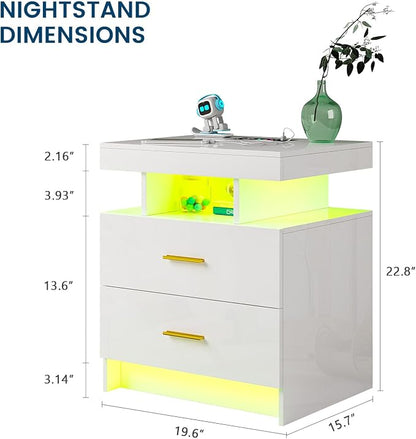 HNEBC Auto LED Nightstand with Wireless Charging Station & USB Ports, High - Image 2