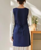 Women Cobbler Apron Japanese Style Aprons with 3 Pockets for Work Chef Kitchen