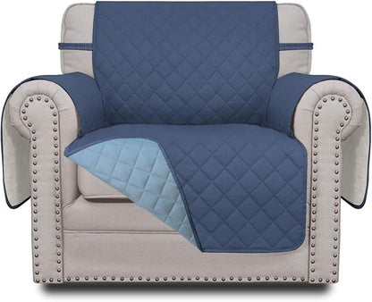 Easy-Going Reversible Couch Cover, Small Chair, Dark Blue/Light Blue | Machine by Easy-Going