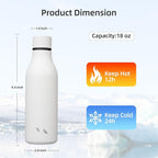 Insulated Water Bottle with Strap,18 oz Double Wall Stainless Steel Vacuum Bottles Metal Water Flask,White