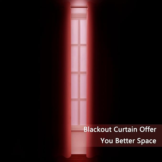 Blackout Curtains 52 x 84 inch/Bright Red Curtains Set of 2 Panels/Thermal - Image 3