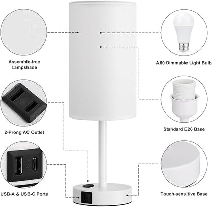 Fenmzee White Nightstand Bedroom Lamp - Image 7