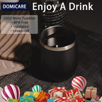 DOMICARE Stainless Steel Wine Tumbler Bulk with Lid, Personalized Insulated Tumblers Set, 12oz Travel Coffee Cups Pack of 8, Black