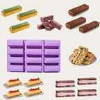 3Pcs oat bar mold - 12rectangle silicone molds - Chocolate silicone mold for baking candies/energy bars, cheesecake, dried fruit cereal cookies (3, purple)