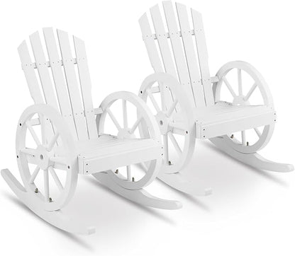 Outvita Adirondack Rocking Chair Set of 2, Wood Wagon Rocker, Outdoor Wooden by Outvita