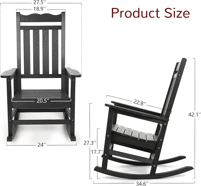 Stoog Outdoor Rocking Chairs Set of 4, All-Weather Porch Rocker - Image 3