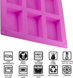 4 Pack Silicone Soap Molds, 6 Cavities Rectangle Silicone Soap Mold, Great for Homemade Craft Soap Bar Mold, DIY Chocolate Molds, Cake Molds & Ice Cube Trays - Just Pop Out (Purple & Pink)
