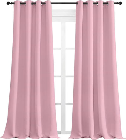 NICETOWN Crystal Pink Blackout Curtains 108" Long, 2 Pieces by NICETOWN
