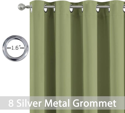 Yakamok Room Darkening Curtains 52x96 inch Length Sage Green-Living Room | 2 - Image 4
