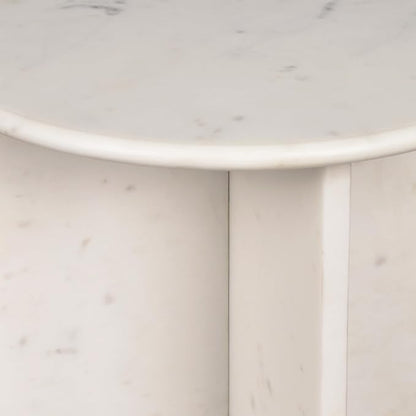 JONATHAN Y Javier Solid White Marble End Table, 17.75" Round Modern Accent Side - Image 7