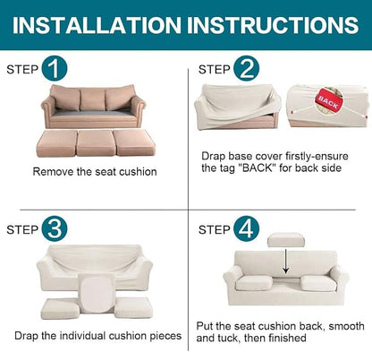 Turquoize 4 Piece Sofa Covers for 3 Cushion Couch Sofa Slipcover Soft Couch - Image 7