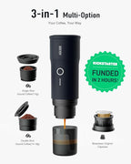 Portable Electric Espresso Machine, Ground Coffee & Capsule, Self-Heating, 20 Bar 12V Mini Car Travel Coffee Maker with 9000mAh Battery-Ideal for Camping, RV, Hiking, Office