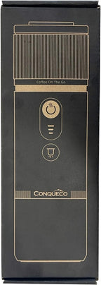 CONQUECO Portable Espresso Coffee Machine: 12V Electric Small Travel Expresso Maker - Self Heating 8 Cups Battery Powered Compatible for Nespresso Capsule - for Camping RV Hiking Office (Brown)
