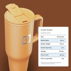IRON °FLASK Co-Pilot Insulated Mug w/Straw & Flip Cap Lids - Cup Holder Bottle for Hot, Cold Drink - Leak-Proof - Water, Coffee Portable Travel Mug - Clementine, 32 Oz