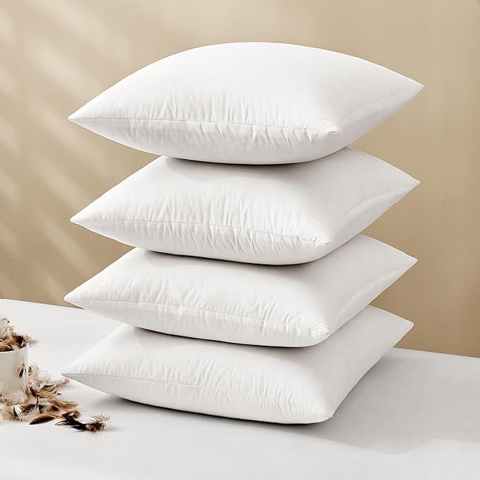 MIULEE 18x18 Pillow Inserts, Double-Layer Down-Proof Cotton Cover, Decorative by MIULEE