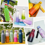 BJPKPK Insulated Water Bottles, 12oz Stainless Steel Metal Water Bottle with Strap, BPA Free Leak Proof Thermos, Mugs, Flasks, Reusable Water Bottle for Sports & Travel, Macaron Green