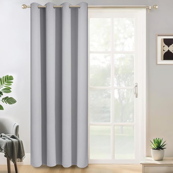Yakamok Light Grey Room Darkening Curtains 96 inch Sliding Door Drapes | 1 by Yakamok