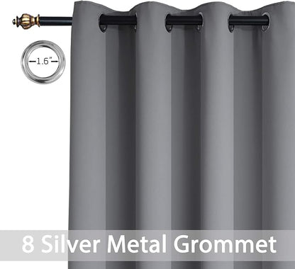 Yakamok Grey Room Darkening Curtains 52x72 inch Gray Grommet-Living Room | 2 - Image 4