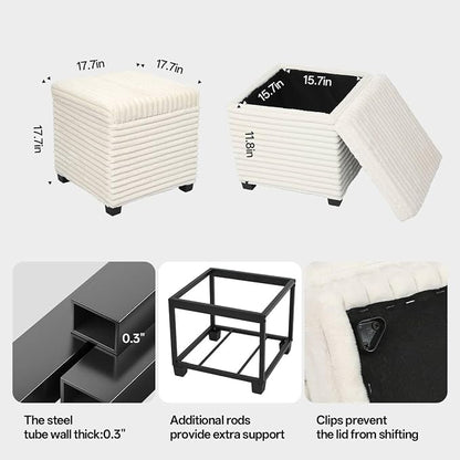 ABHENG 17.7 inches Faux Fur Ottomans Cube - Image 3