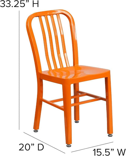 Flash Furniture Commercial Grade Orange Metal Indoor-Outdoor Chair - Image 3