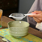 6-Piece Matcha Whisk Set, Japanese Bamboo Chasen, Scoop & Sifter, Traditional Ceremonial Kit with Ceramic Bowl, Whisk Holder Stand, Chakin Cloth (Misty purple)