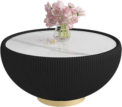 SSLine Bowl-Shape Coffee Table Modern Sintered Stone Top Coffee Table in Black - Image 6