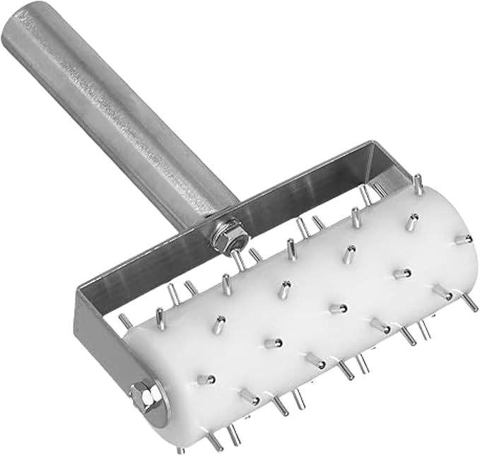 Pizza Dough Roller Docker – Stainless Steel Pizza Roller Dough Pin Puncher & Hole Maker Tool for Pie, Pastry, Cookie, Bread – Medium White