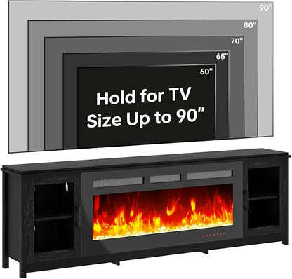 MXV 80" Fireplace TV Stand, Modern Entertainment Center - Image 7