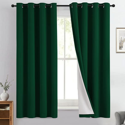 Yakamok Dark Green 100% Blackout Curtains 63 Inches Long 50" Wide 2 Panels | by Yakamok