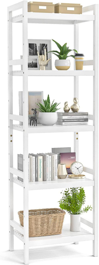 Homykic Bamboo Bookshelf, 5-Tier Narrow 55.9” Adjustable Book Shelf Bookcase by Homykic