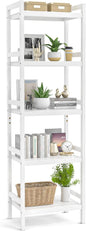 Homykic Bamboo Bookshelf, 5-Tier Narrow 55.9” Adjustable Book Shelf Bookcase by Homykic