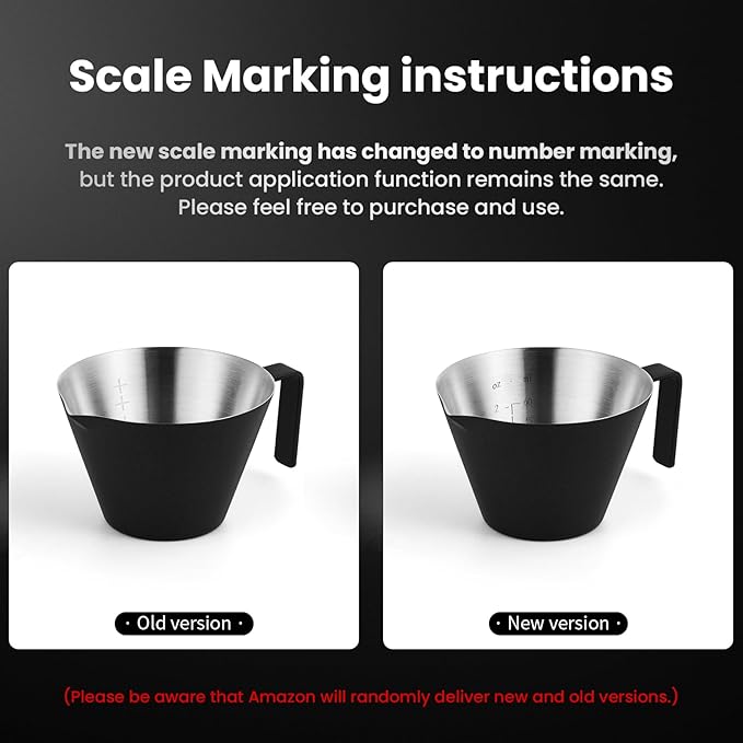 MHW-3BOMBER Espresso Measuring Cup 2oz Espresso Shot Cup Stainless Steel Sauce Cups with Handle for Tomato Sauce|Steak Sauce|Desserts|Beverages (Matte Black) G5141B
