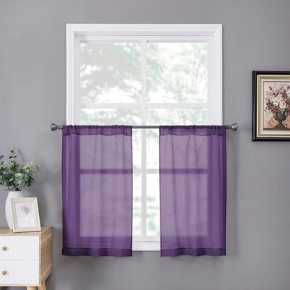 Tollpiz Sheer Tier Curtains Kitchen Linen Textured Half Curtain Sheers Light by Tollpiz
