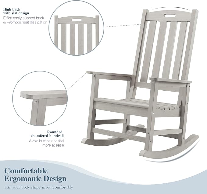 Psilvam Oversized Outdoor Rocking Chair, - Image 4