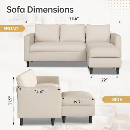 JAMFLY Sectional Sofa for Living Room, 3-Seat Reversible Couch - Image 2