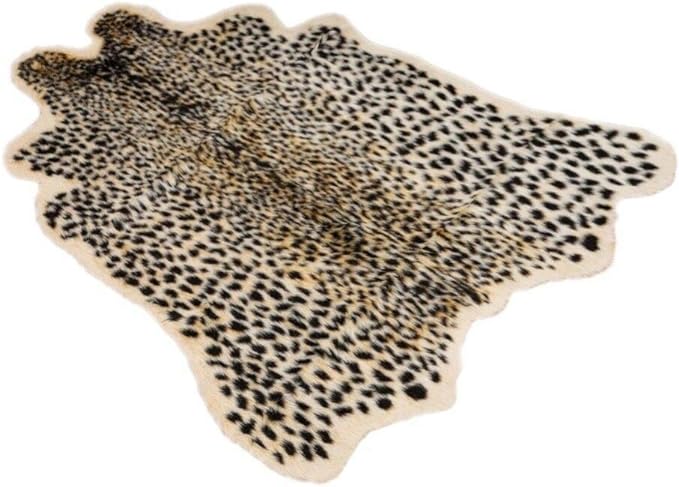 Leopard Print Area Rug Faux Cowhide Skin Fur Non-Slip Cheetah Rug Small Accent by Huichenxing2021FURSTORE