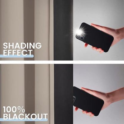 SimpleHome Natural 100% Blackout Curtains Room Darkening Living Room 45L | - Image 4