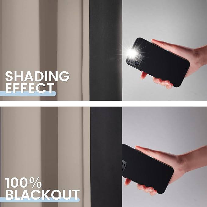 SimpleHome Natural 100% Blackout Curtains Room Darkening Living Room 96L | - Image 4