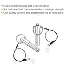 uxcell 1 Pcs Quick Release Pin, 1/2" x 1"(Dia. x L) Push-Button Ball Locking Pin 304 Stainless Steel Ring Handle Locking Pin with Wire for Audio Bimini Top Marine, Silver
