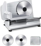 Meat Slicer Machine for Home, 200W Electric Deli Food Slicer with 2 Removable 7.5" Stainless Steel Blades & Tray, Adjustable Thickness, Child Lock Protection, Easy to Clean for Meat, Bread, Cheese