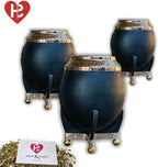 Hide & Smile Torpedo Premium Handmade Mate Kit, pumpkin and leather Cup And Bombilla Set, Authentic Argentine Mate Gourd Tea, Includes Straw, Souvenir from Argentina, Original Design (Black)