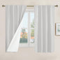Short Window Linen Curtains 48 Inch Length 2 Panels, Light Grey | 100% Blackout by LAMIT