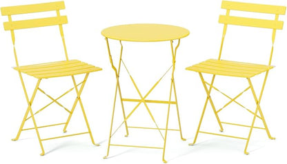 VINGLI Outdoor Folding Bistro Table and Chairs Set of 2, 3-Piece Bistro Set by VINGLI