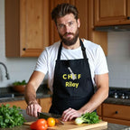 Personalized Chef Apron for Men, Custom Embroidered Design, Professional Kitchen Cooking BBQ Grilling for Dad, Decorated in USA
