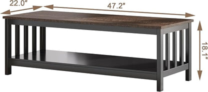 ChooChoo Mission Coffee Table, Wood Living Room Table - Image 2