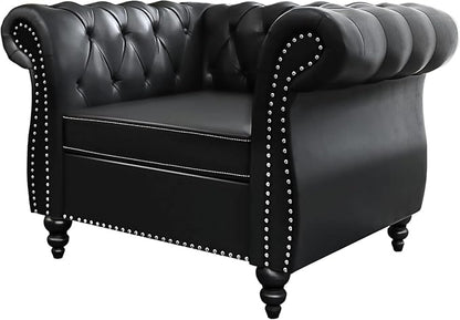 Mid-Century Sofa Chair, Faux Leather Accent Chair - Image 6