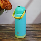 BJPKPK Insulated Water Bottle with Straw Lid, 18oz Thermos Water Bottles, Flex Handle & Non-slip Boot, BPA Free Leak Proof Stainless Steel Metal Thermos, Tumblers, Cups,Twilight Blue