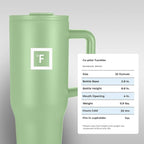 IRON °FLASK Co-Pilot Insulated Mug w/Straw & Flip Cap Lids - Cup Holder Bottle for Hot, Cold Drink - Leak-Proof - Water, Coffee Portable Travel Mug - Apple Green, 32 Oz