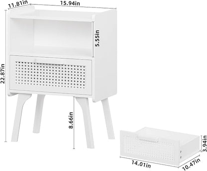 Lerliuo Rattan Nightstands Set of 2, Side Table - Image 3