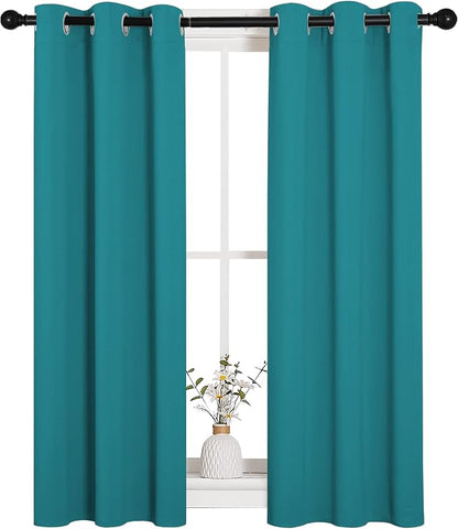NICETOWN Room Darkening Curtains 40 inch Length 2 Panels, Peacock Teal - Image 2